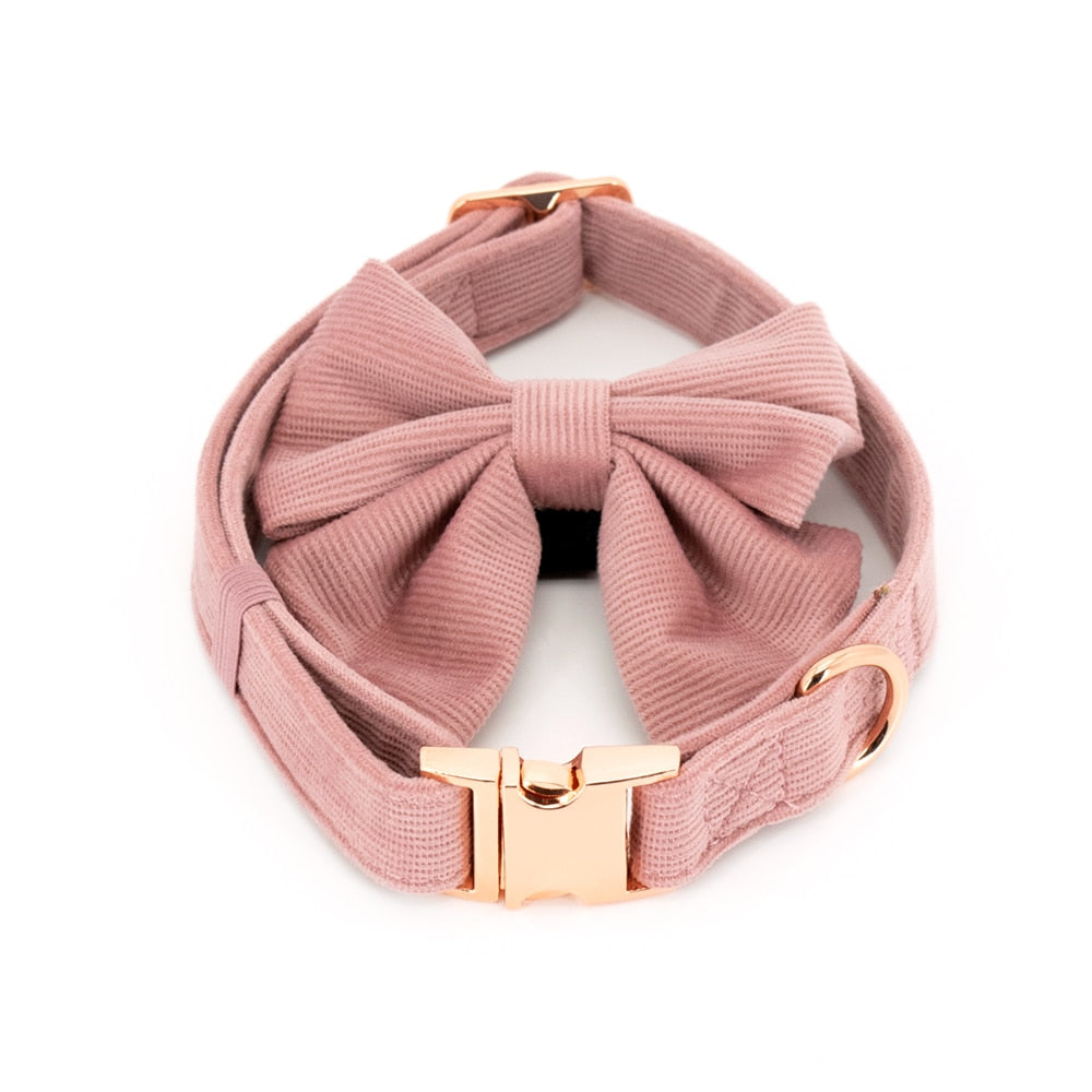 Pink Corduroy Collar & Bow