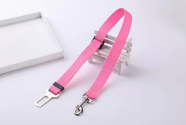 Pink adjustable car safety belt for dogs